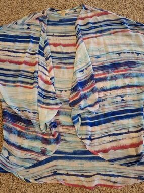 Decree Multi-Color Striped Open-Front Tunic